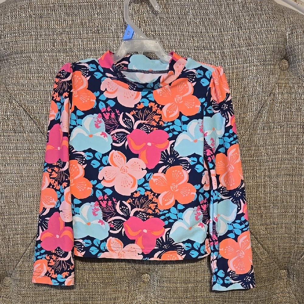 4T - 2 Piece Floral Long Sleeve Rashguard & Ruffle Bottoms